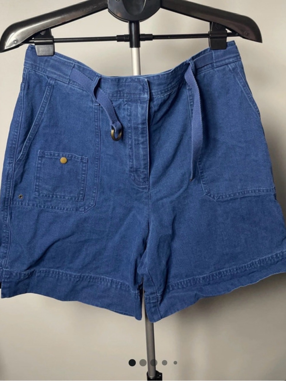 Vintage Lauren Ralph Lauren Denim Utility Shorts Belted High Rise Size 12 90s